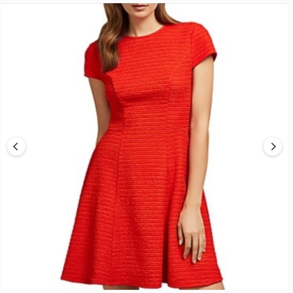 Ted Baker Cherisa Textured Jersey Skater Dress Fire Orange